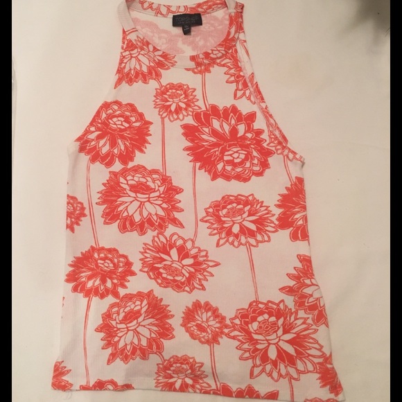 Topshop Tops - ❤️5 for $25 Top Shop Ribbed Orange Floral Tank